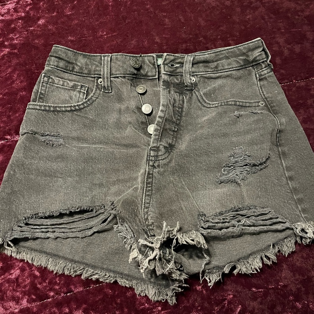 Distressed Black/Gray Women's Shorts
